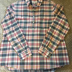 Madewell Pink and green plaid cotton shirt size large